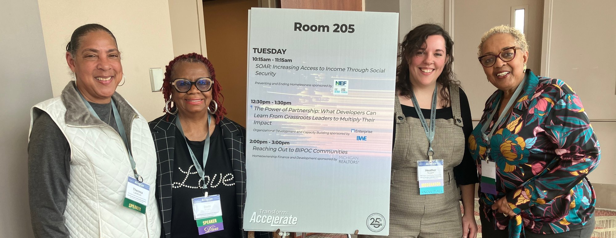 Power of One Dedicated Woman honorees featured alongside MCR staff in the 2024 Building Michigan Communities Conference
